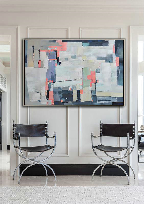 Big Wall Art For Living Room,Oversized Horizontal Contemporary Art,Large Abstract Wall Art,White,Pink,Purple,Grey.etc